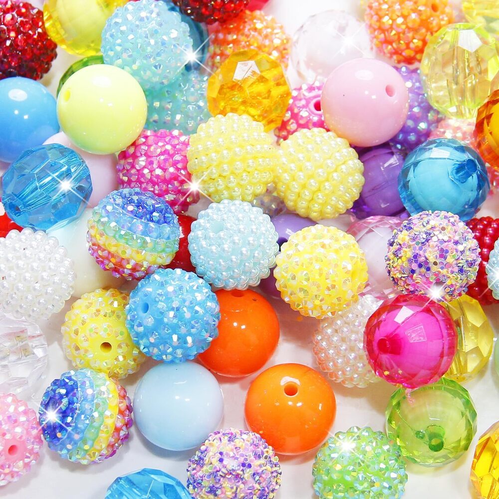 4966 100 Pcs 20mm Beads Macaron Color for Pens Rhinestone Bubblegum Beads